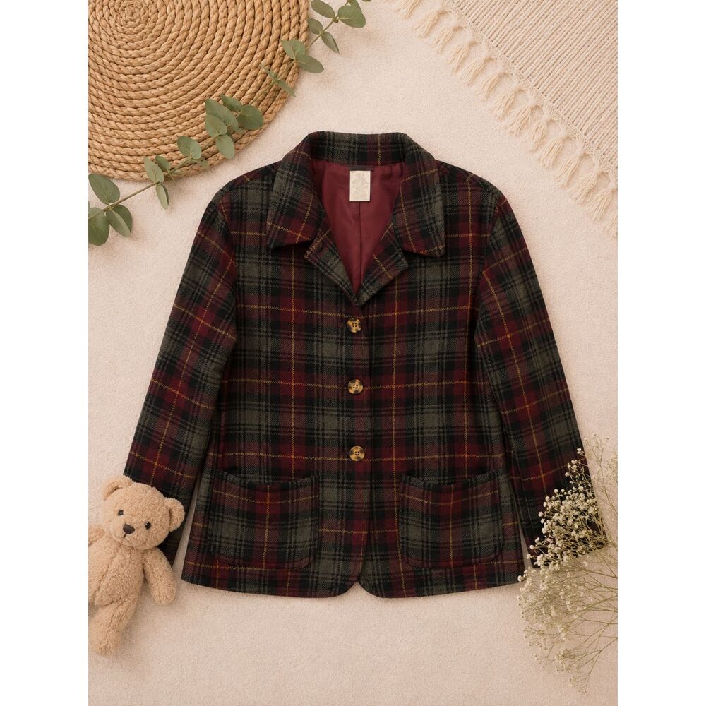 Vintage J.G. Hook Classics Wool Blend Plaid Blazer Jacket Women's Tall 12